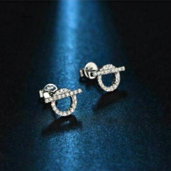 1.0 Ct Sterling Silver Round Cut Diamond Earrings - Picture 2 of 5